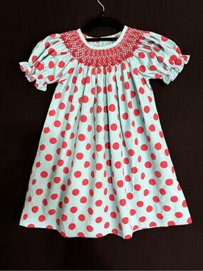 MIA Turquoise Dress with Coral Polka Dots
